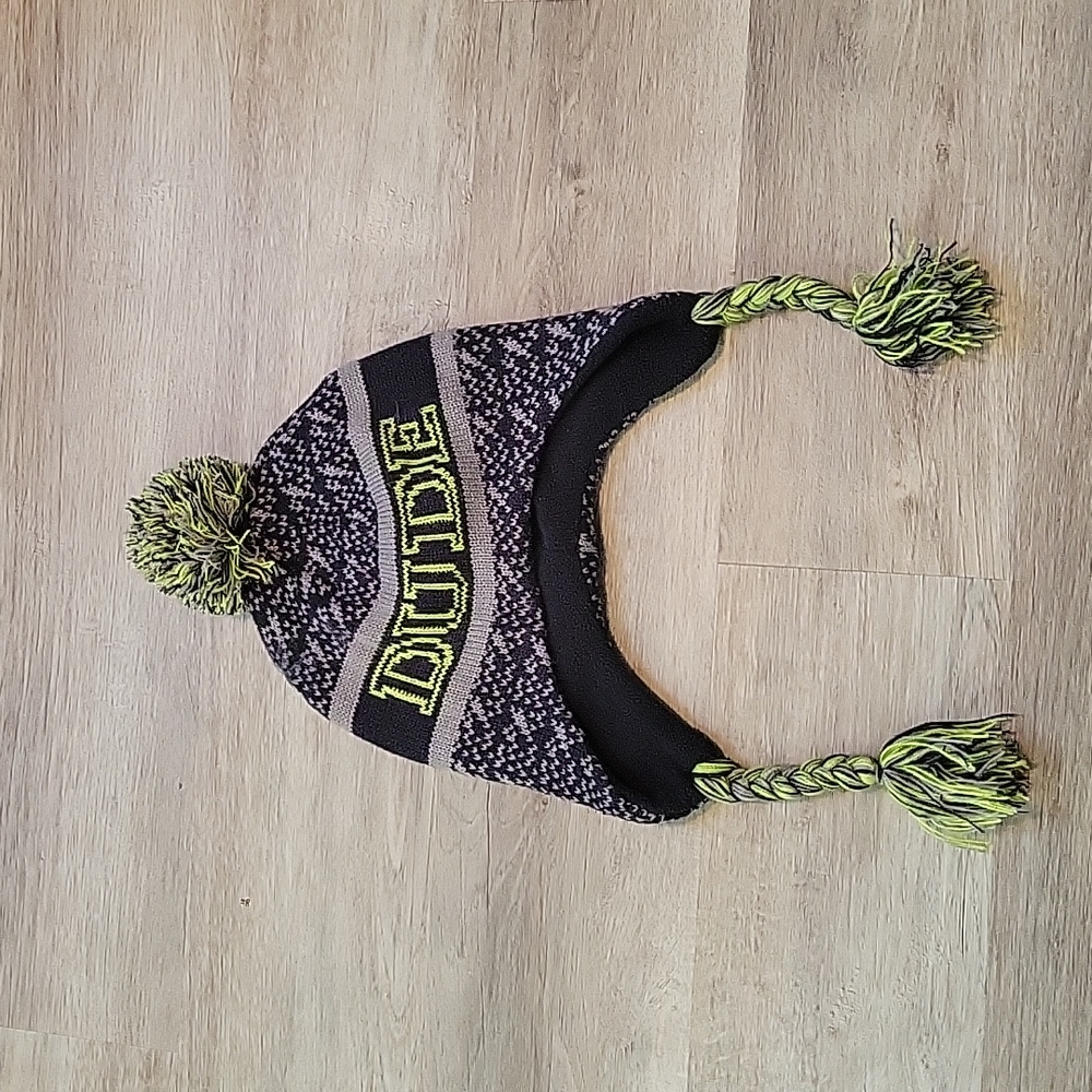 Capelli kids dude black gray green pom pom hat. M/L